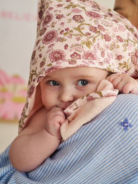 Hooded towel and mitt by LATIKA printed pink - vertbaudet enfant 