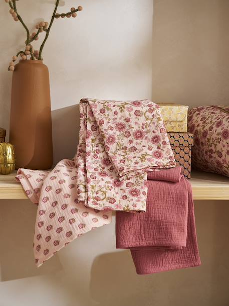 Lot 3 langes bébé gaze coton rose imprimé - vertbaudet enfant 