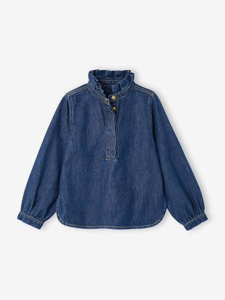 Smock-Style Denim Blouse for Girls, Family Capsule Collection double stone - vertbaudet enfant 