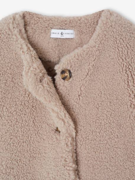Sherpa Jacket with Leopard-Print Lining, Mother-Daughter Capsule Collection, ENVIE DE FRAISE taupe - vertbaudet enfant 