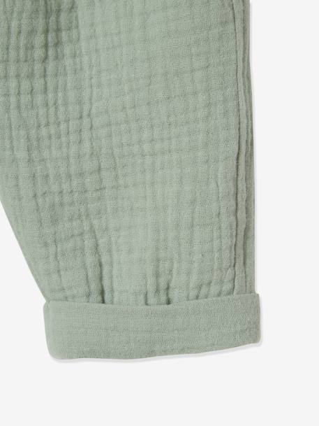 Pantalon bébé mixte coupe sarouel en gaze de coton Blanc+Bleu+jaune+rose+tilleul - vertbaudet enfant 