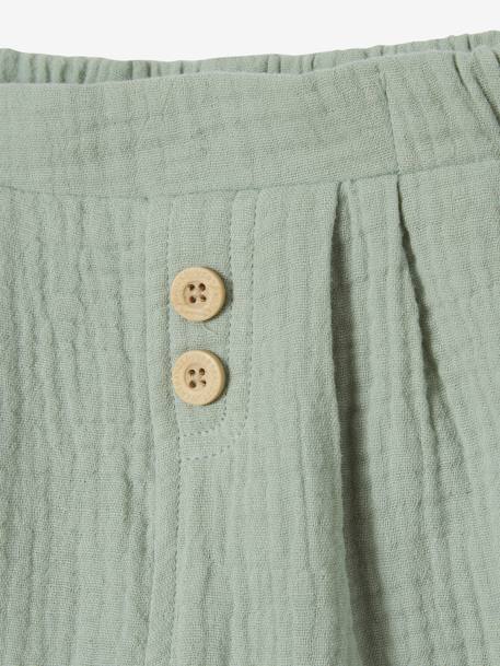 Pantalon bébé mixte coupe sarouel en gaze de coton Blanc+Bleu+jaune+rose+tilleul - vertbaudet enfant 
