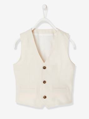 Garçon-Manteau, veste-Veste garçon cérémonie sans manches en coton/ lin