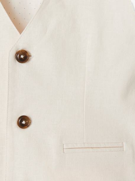 Veste sans manches de cérémonie garçon en coton/ lin beige clair+bleu+gris fondu+marine foncé+vert sauge - vertbaudet enfant 