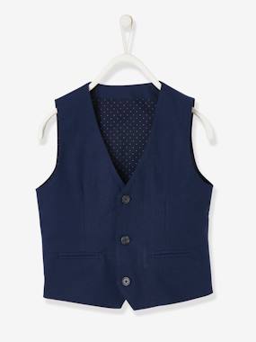 Garçon-Manteau, veste-Veste garçon cérémonie sans manches en coton/ lin