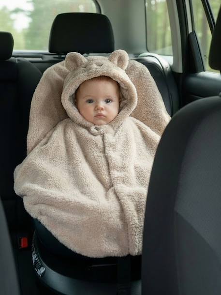 Travel Poncho Adaptable to Car Seat & Baby Carrier beige+ecru+sandy beige - vertbaudet enfant 