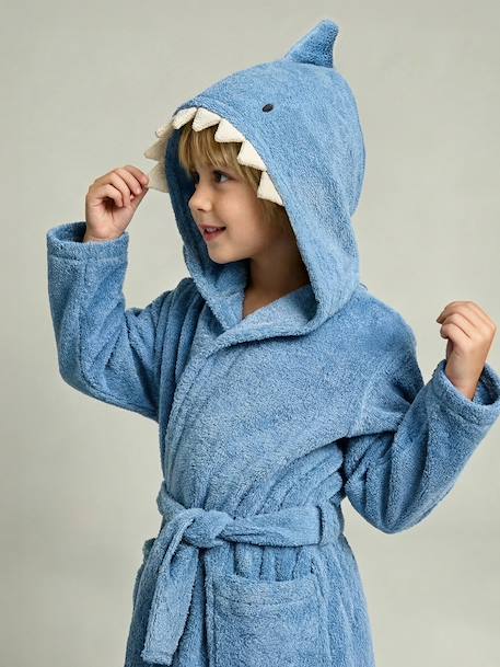 Peignoir enfant REQUIN personnalisable, avec coton recyclé bleu - vertbaudet enfant 