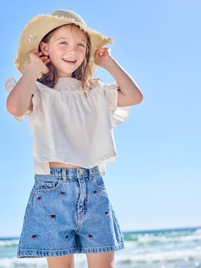 Girls-Embroidered girl's short