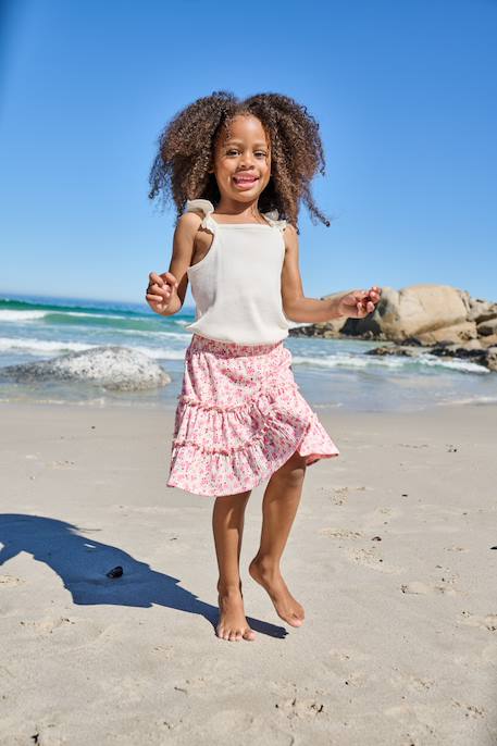 Girl's jersey skort ecru+pale pink - vertbaudet enfant 