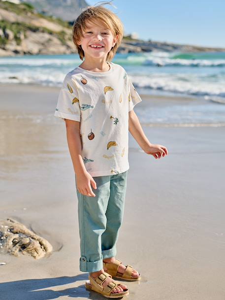Short-sleeved T-shirt aqua green+white - vertbaudet enfant 