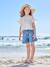 Girl's t-shirt with embroidered details coral+ecru+khaki - vertbaudet enfant 