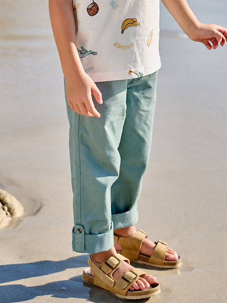 Pantalon garçon retroussable vert émeraude - vertbaudet enfant 