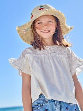 Girls-Tops-T-Shirts-Girl's t-shirt with embroidered details 