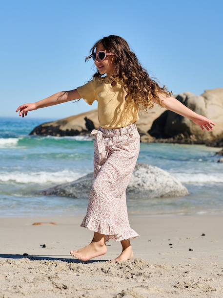 Frilled Bermuda Shorts in Cotton Gauze for Girls printed blue+printed white - vertbaudet enfant 