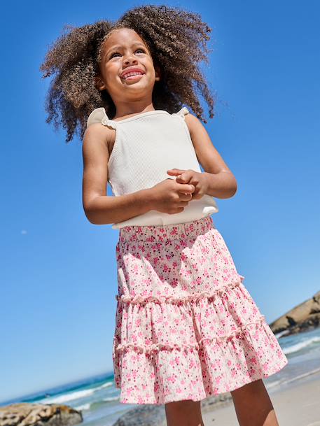 Girl's jersey skort ecru+pale pink - vertbaudet enfant 