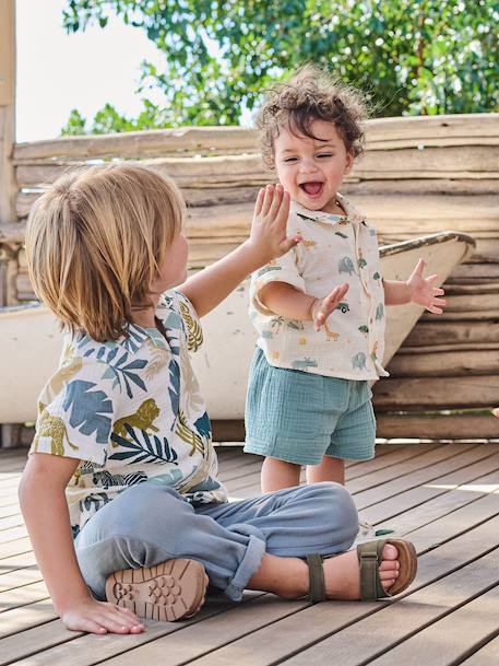 Ensemble chemise short bébé garçon vert émeraude - vertbaudet enfant 