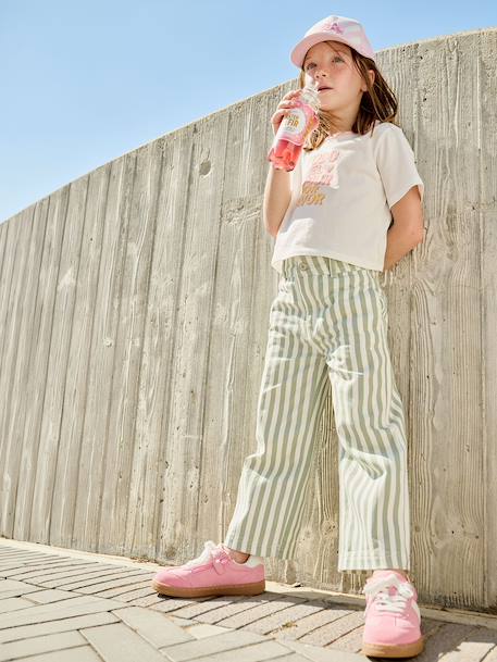 Girl's striped trousers sage green - vertbaudet enfant 