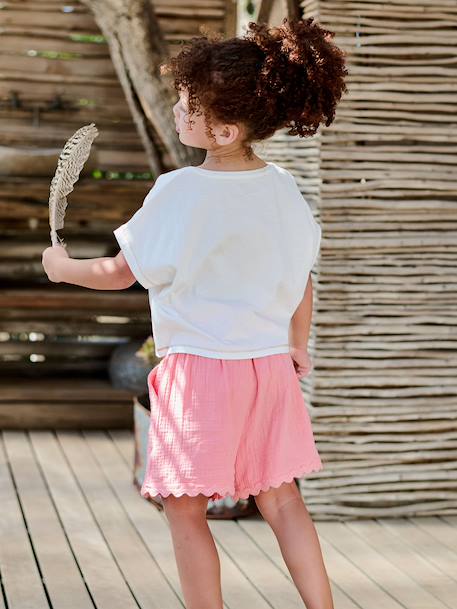 Girl's short-sleeved t-shirt ecru - vertbaudet enfant 