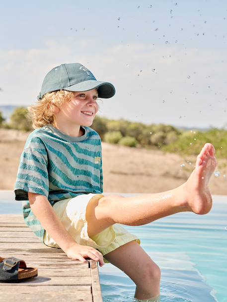 Boys' short-sleeved zebra t-shirt petrol blue - vertbaudet enfant 