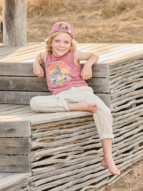 Printed 'California' Tank Top dusky pink+ecru - vertbaudet enfant 