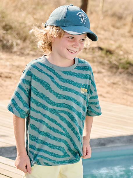 Boys' short-sleeved zebra t-shirt petrol blue - vertbaudet enfant 
