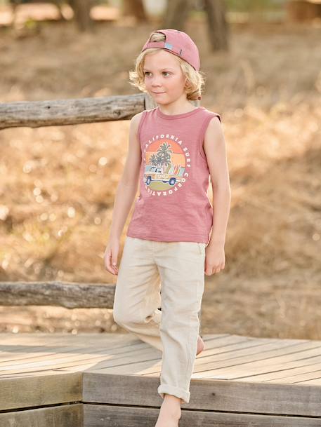 Lightweight Trousers in Cotton/Linen, for Boys hazel+marl beige+night blue+sage green - vertbaudet enfant 