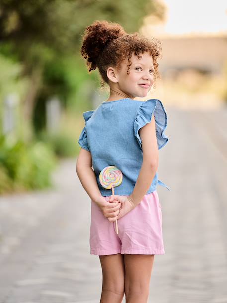 Colourful Shorts, Easy to Put On, for Girls aqua green+coral+mauve - vertbaudet enfant 