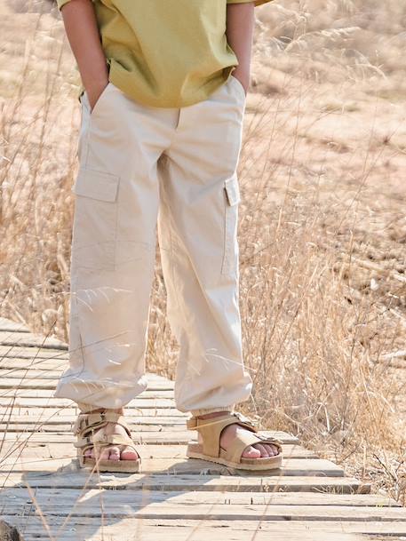 Pantalon cargo léger beige+olive - vertbaudet enfant 