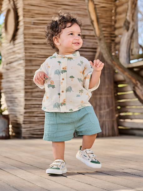 Ensemble chemise short bébé garçon vert émeraude - vertbaudet enfant 