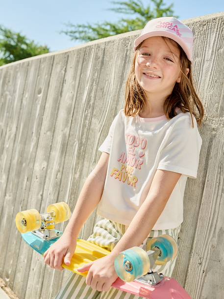 T-shirt manches courtes fille écru - vertbaudet enfant 