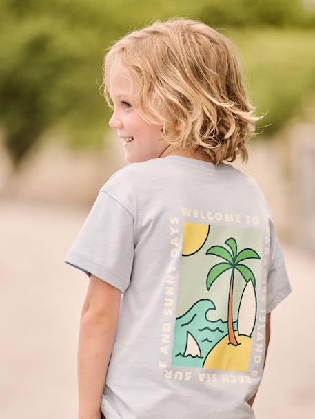 T-shirt garçon motifs devant et dos anthracite+blanc+bleu ciel+bleu océan+bois de rose - vertbaudet enfant 