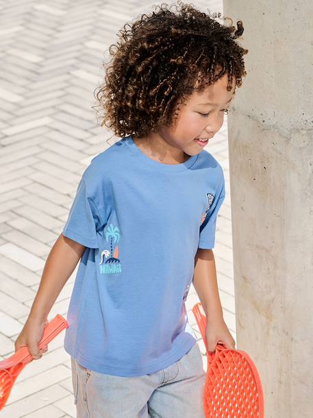 Boy's short-sleeved printed t-shirt medium blue - vertbaudet enfant 