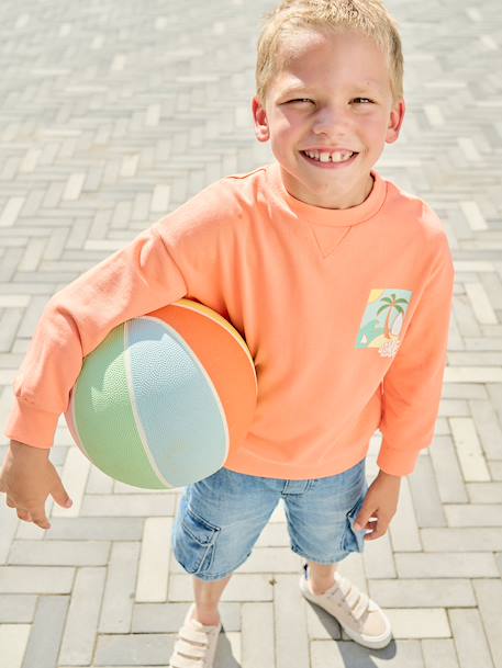 Sweat col rond manches longues jaune pâle+mangue+vert d'eau - vertbaudet enfant 
