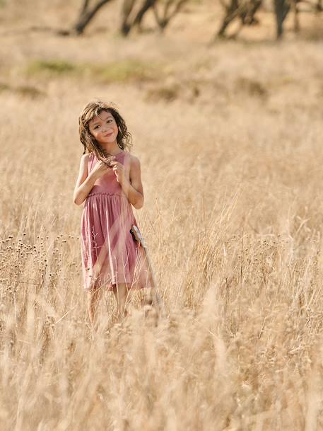 Girl's sleeveless dress khaki+old rose - vertbaudet enfant 