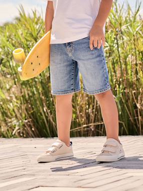 Garçon-Short-Bermuda en denim garçon taille ajustable