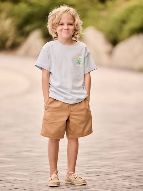 T-shirt garçon motifs devant et dos anthracite+blanc+bleu ciel+bleu océan+bois de rose - vertbaudet enfant 