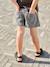 Girls' patterned denim shorts grey+light blue - vertbaudet enfant 