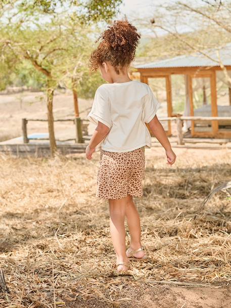 Printed twill shorts for girls beige - vertbaudet enfant 