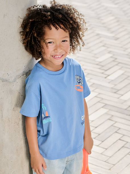 T-shirt imprimé manches courtes garçon bleu moyen - vertbaudet enfant 