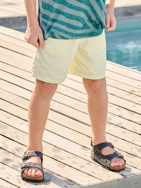Elasticated bermuda shorts for boys denim blue+fir green+pastel yellow - vertbaudet enfant 