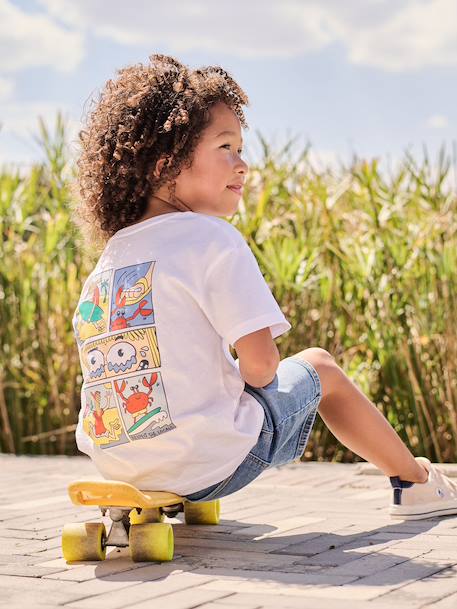 T-shirt garçon motifs devant et dos anthracite+blanc+bleu ciel+bleu océan+bois de rose - vertbaudet enfant 