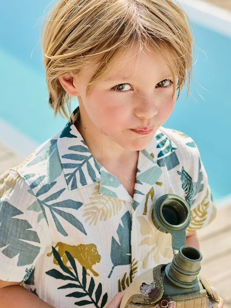 Short-sleeved shirt for boys printed white - vertbaudet enfant 