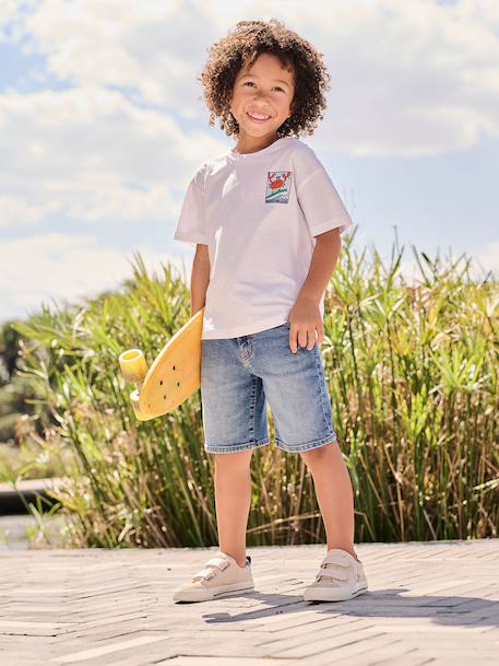T-shirt garçon motifs devant et dos anthracite+blanc+bleu ciel+bleu océan+bois de rose - vertbaudet enfant 