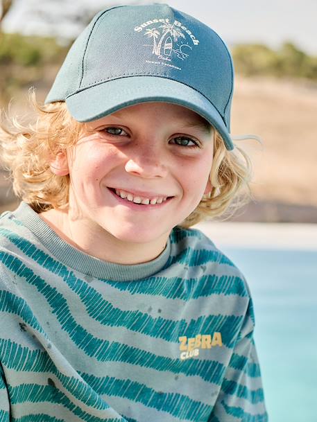 Boys' short-sleeved zebra t-shirt petrol blue - vertbaudet enfant 