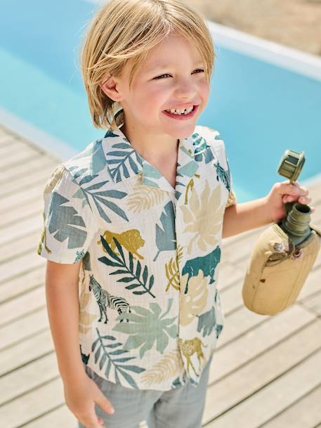 Chemise manches courtes blanc imprimé - vertbaudet enfant 