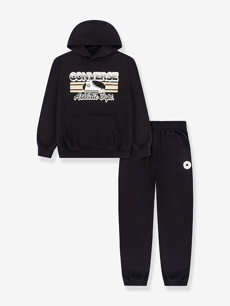 Hooded sweatshirt and trousers set black - vertbaudet enfant 