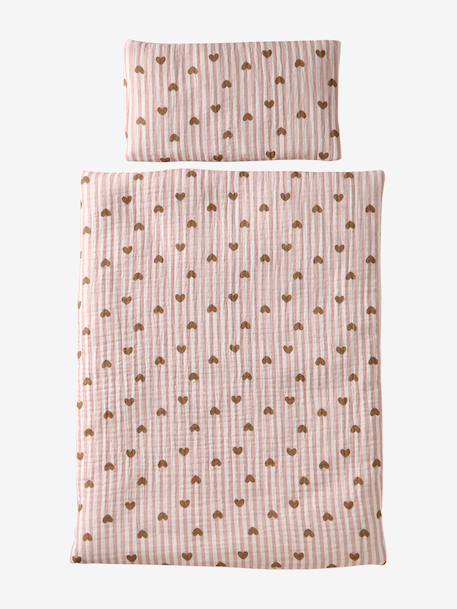 Couette + oreiller poupon en gaze de coton caramel+jaune+rose+rose+rose imprimé - vertbaudet enfant 