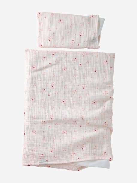 Blanket + Pillow for Dolls, in Cotton Gauze caramel+printed pink+rose+White+yellow - vertbaudet enfant 