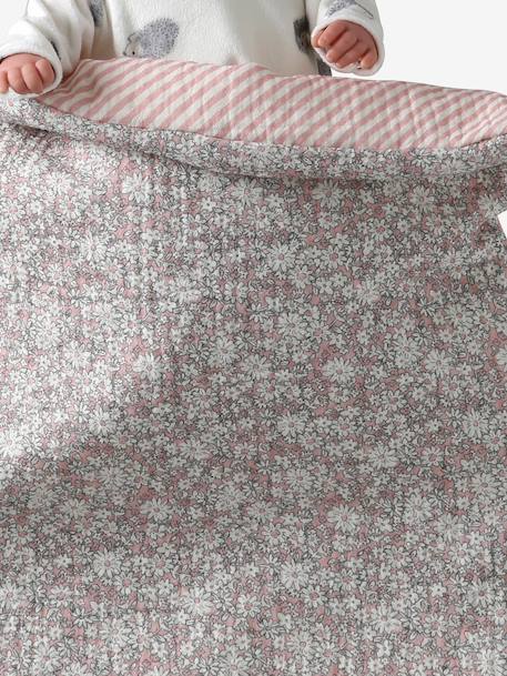 Couette + oreiller poupon en gaze de coton jaune+rose+rose imprimé - vertbaudet enfant 