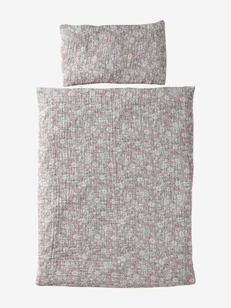 Blanket + Pillow for Dolls, in Cotton Gauze printed pink+White+yellow - vertbaudet enfant 